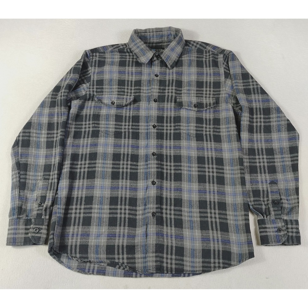 Subculture Flannel Shirt Mens Large Gray Plaid Long Sleeve Button Up Casual